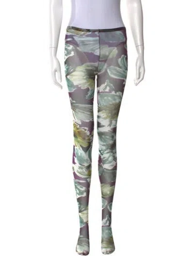 Pre-owned D&g Printed Skinny Leg Pants In Green