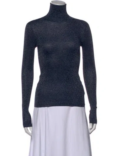 Pre-owned D&g Printed Turtleneck Top In Blue