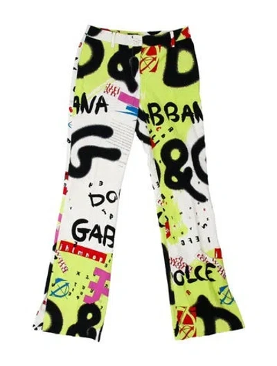 Pre-owned D&g Printed Wide Leg Pants W/ Tags In Multi