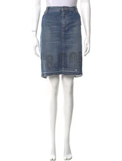 Pre-owned D&g Raw-edge Trim Knee-length Skirt In Blue
