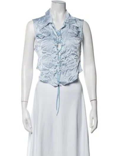 Pre-owned D&g Rework Sleeveless Top In White