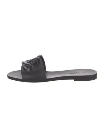 Pre-owned D&g Rubber Flats In Black