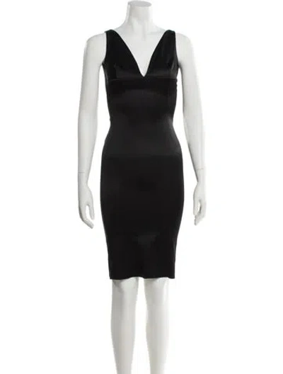 Pre-owned D&g Satin Knee-length Dress In Black