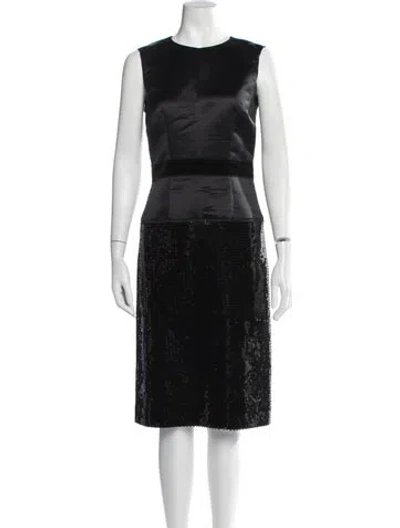 Pre-owned D&g Satin Knee-length Dress In Black