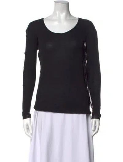 Pre-owned D&g Scoop Neck Long Sleeve Top In Black