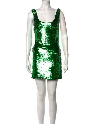 Pre-owned D&g Scoop Neck Mini Dress In Green