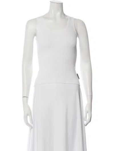 Pre-owned D&g Scoop Neck Sleeveless Top In White