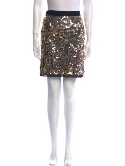 Pre-owned D&g Sequin Mini Skirt In Silver