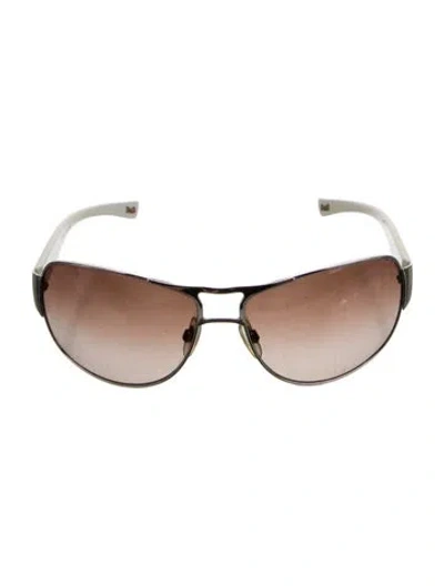 Pre-owned D&g Shield Gradient Sunglasses In White