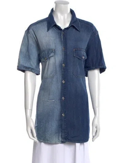 Pre-owned D&g Short Sleeve Denim Shirt In Blue