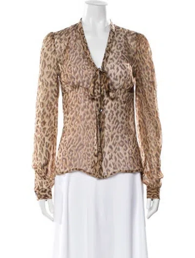 Pre-owned D&g Silk Animal Print Blouse In Neutral