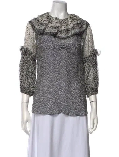 Pre-owned D&g Silk Floral Print Blouse In Neutrals