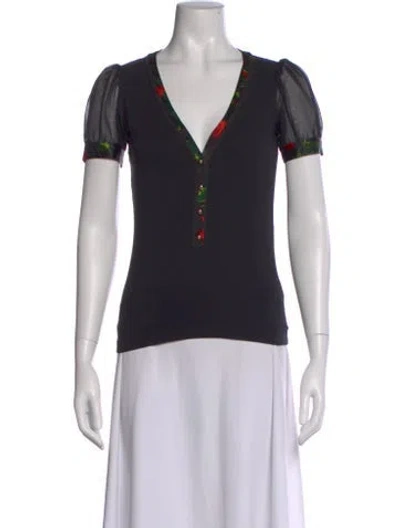 Pre-owned D&g Silk Floral Print Top In Black