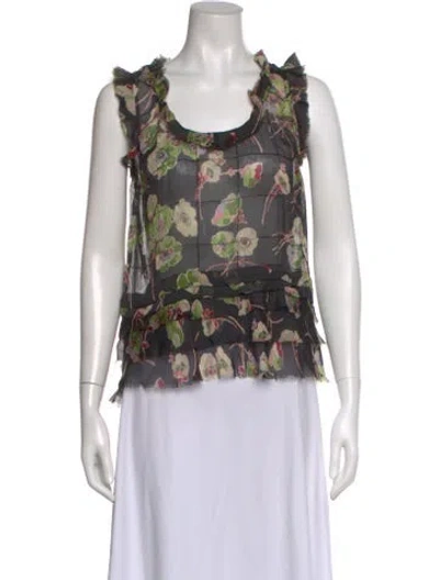Pre-owned D&g Silk Floral Print Top In Multi