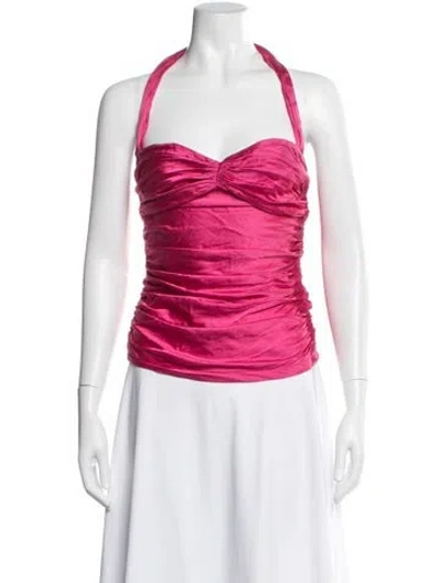 Pre-owned D&g Silk Halterneck Top In Pink
