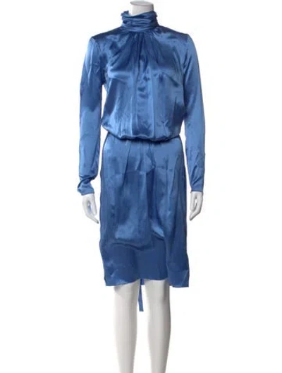 Pre-owned D&g Silk Knee-length Dress In Blue