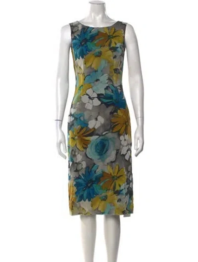 Pre-owned D&g Silk Knee-length Dress In Grey