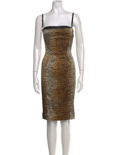 Pre-owned D&g Silk Knee-length Dress In Neutral