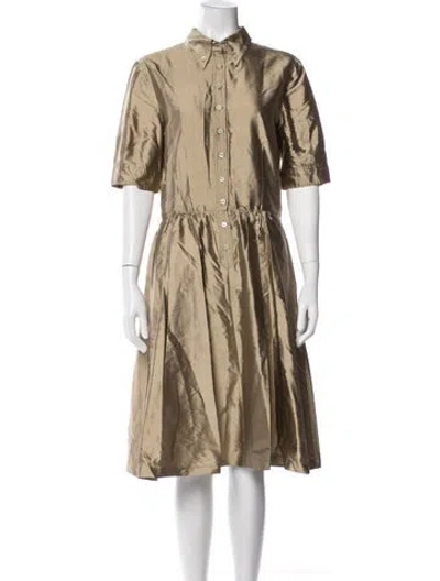 Pre-owned D&g Silk Knee-length Dress In Neutrals