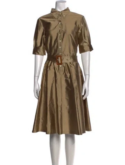 Pre-owned D&g Silk Knee-length Dress W/ Tags In Neutral