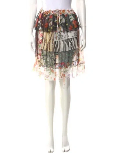 Pre-owned D&g Silk Knee-length Skirt In White