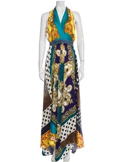 Pre-owned D&g Silk Long Dress In Blue