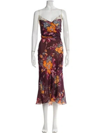Pre-owned D&g Silk Long Dress In Multi