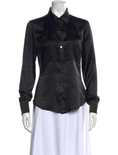 Pre-owned D&g Silk Long Sleeve Blouse In Black