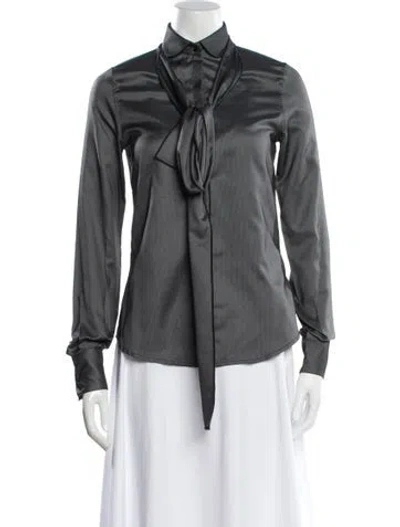 Pre-owned D&g Silk Long Sleeve Blouse In Gray