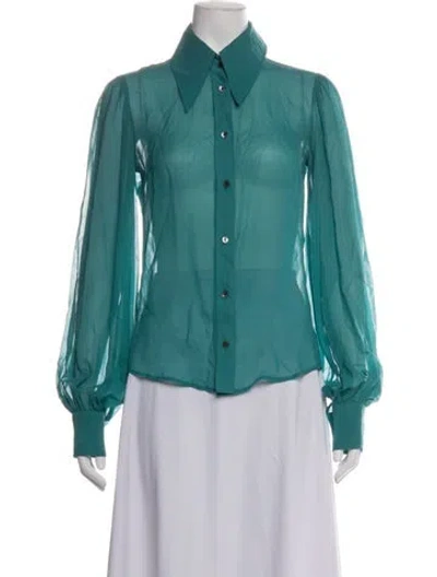 Pre-owned D&g Silk Long Sleeve Blouse In Green