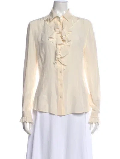 Pre-owned D&g Silk Long Sleeve Blouse In Neutral