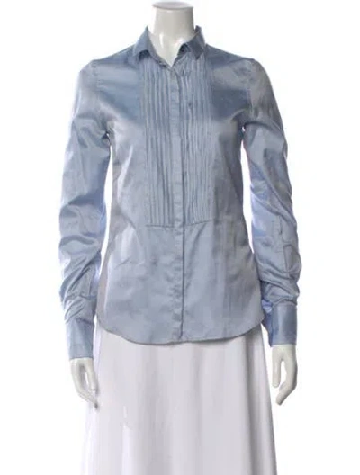 Pre-owned D&g Silk Long Sleeve Button-up Top In Blue