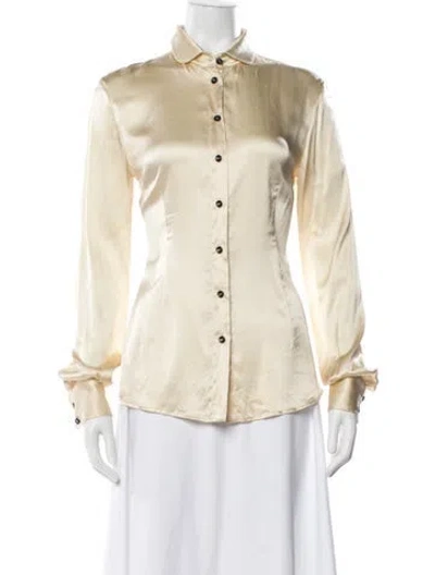 Pre-owned D&g Silk Long Sleeve Button-up Top In Neutrals