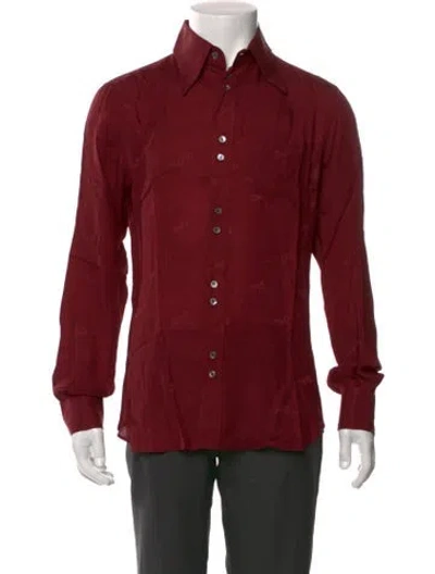 Pre-owned D&g Silk Long Sleeve Dress Shirt W/ Tags In Red