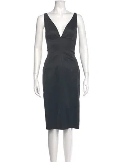 Pre-owned D&g Silk Midi Length Dress In Green