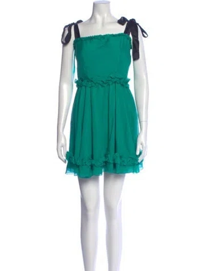 Pre-owned D&g Silk Mini Dress In Green