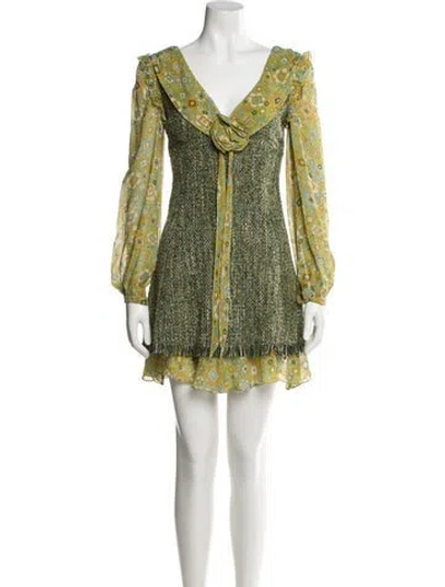 Pre-owned D&g Silk Mini Dress In Green