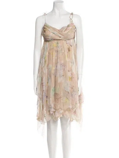 Pre-owned D&g Silk Mini Dress In Neutral