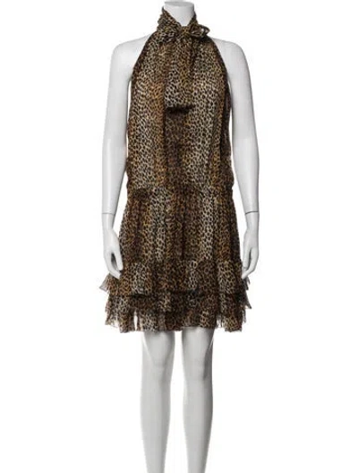 Pre-owned D&g Silk Mini Dress In Neutral