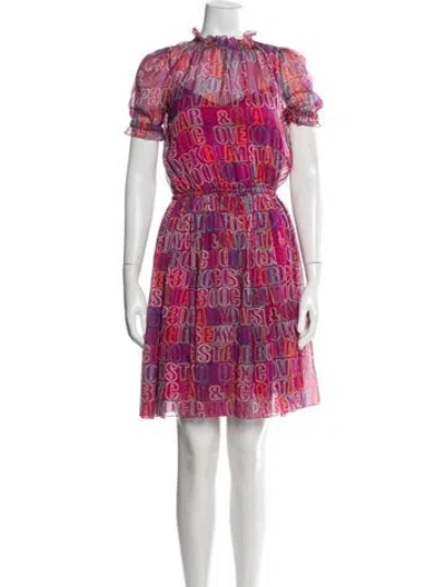 Pre-owned D&g Silk Mini Dress In Pink