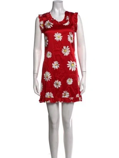 Pre-owned D&g Silk Mini Dress In Red