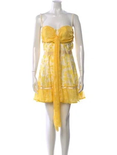 Pre-owned D&g Silk Mini Dress In Yellow