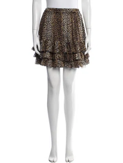 Pre-owned D&g Silk Mini Skirt In Black/brown/neutrals