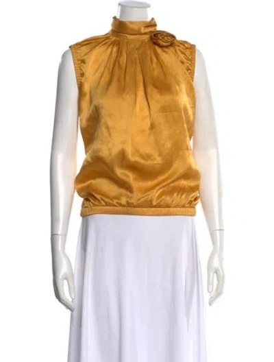 Pre-owned D&g Silk Mock Neck Top In Yellow