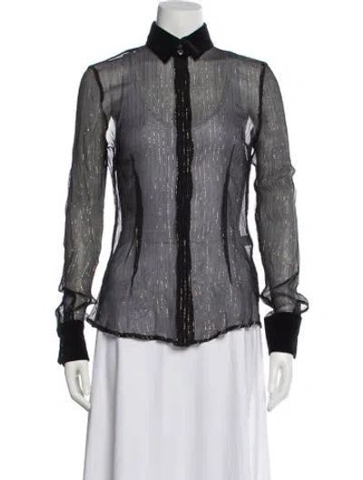 Pre-owned D&g Silk Printed Blouse In Black