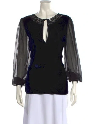 Pre-owned D&g Silk Printed Blouse In Blue