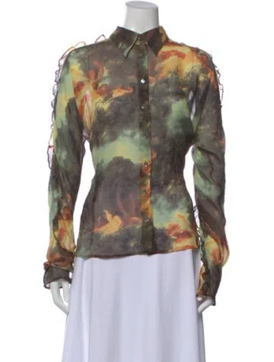 Pre-owned D&g Silk Printed Blouse In Multi