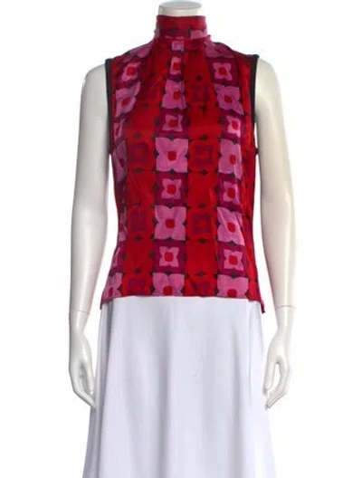 Pre-owned D&g Silk Printed Blouse In Pink