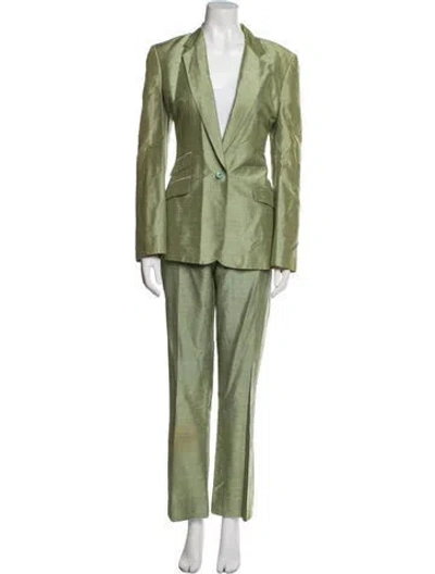 Pre-owned D&g Silk Printed Pant Set In Green