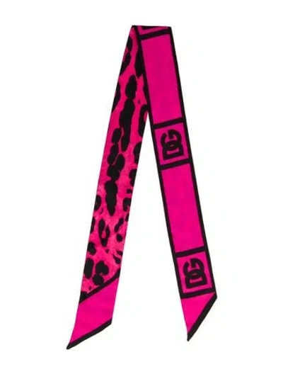 Pre-owned D&g Silk Printed Scarf In Pink